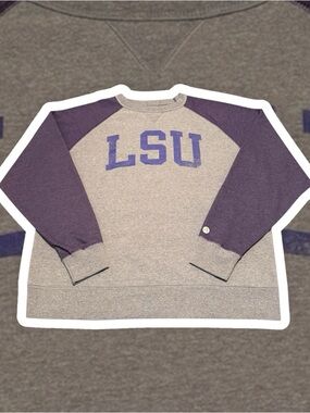 Alta Gracia Mens LSU Tigers Long Sleeve Sweatshirt Sz Xl Gray Purple Check Desc